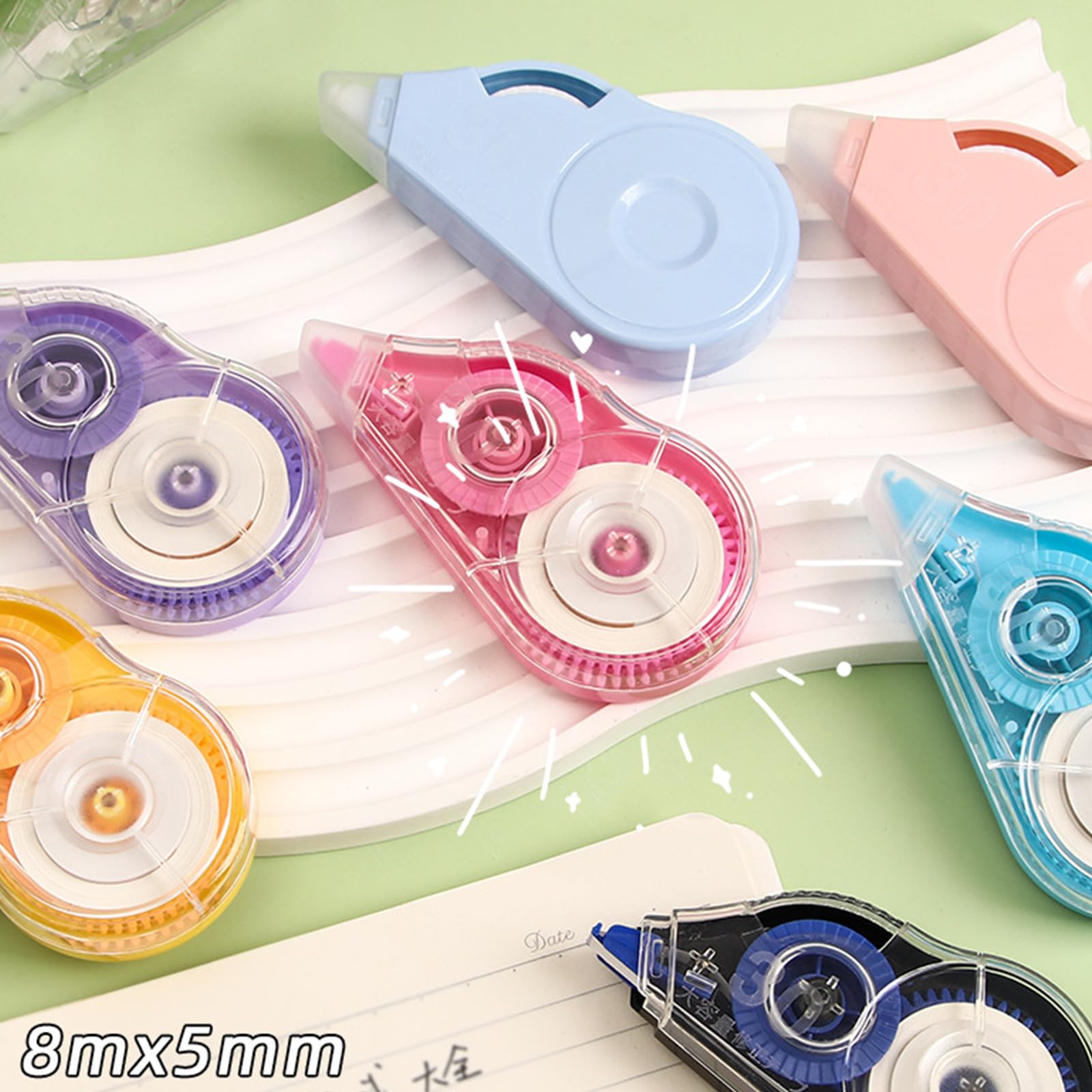 10 cintas correctoras de 8 m x 5 mm, para escuela y suministros, cinta correctora blanca, total de 80 m, para escribir, álbumes de recortes, cinta para estudiantes