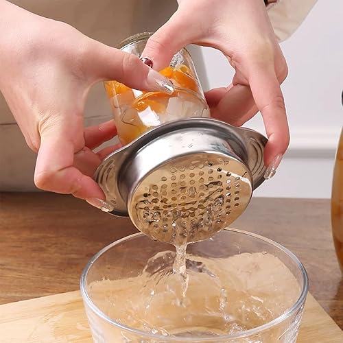 Miniatura 5 de Colador de acero inoxidable duradero de 4.69 pulgadas, tapa de prensa de metal, filtro de atún, colador de latas para colar de cocina, drenaje,