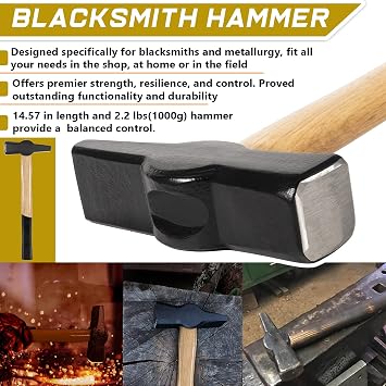 Blacksmith 15 Wolf Jaw Tongs and Hammer Tool Set Essential Tools for Blacksmith Bladesmith Forge