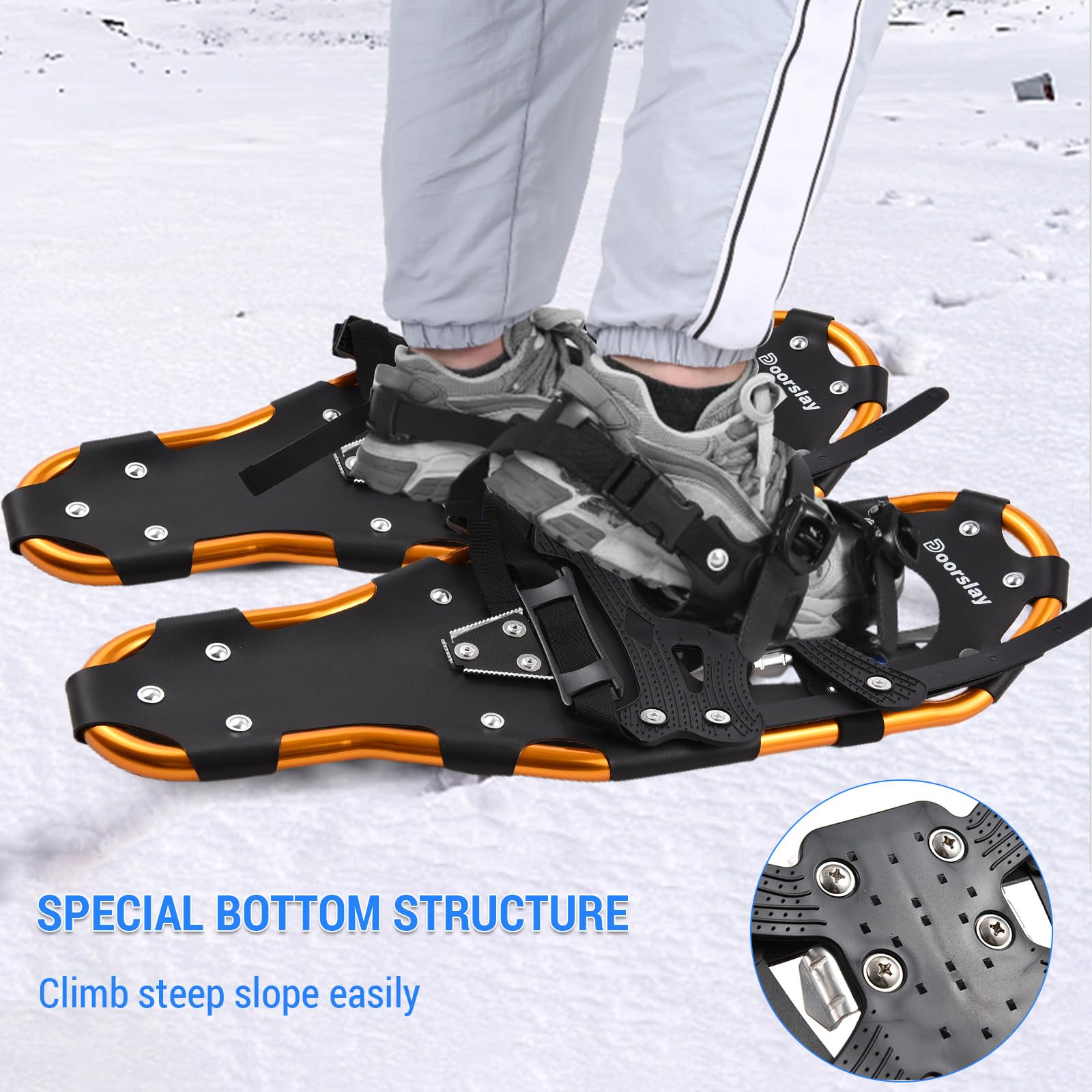 Topyond Lightweight Snowshoes and Hiking Poles Set, Aluminum, Ergonomic Design, Adjustable Heel Strap Snowshoeing Equipment for Winter Adventures and Mountain Trekking (25in)