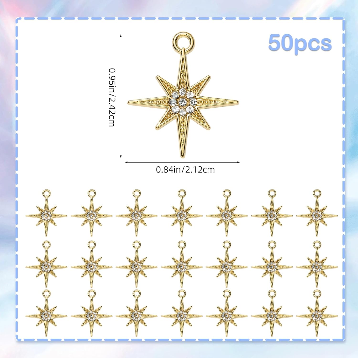 Gold Star Charms for Jewelry Making Bulk Cute Alloy Cubic Zircone Charms Pendants for Earring Necklace Bracelet DIY Supplies - Image 2