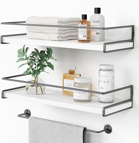 Forbena White Floating Shelves for Bathroom Organizer Over Toilet, Bathroom