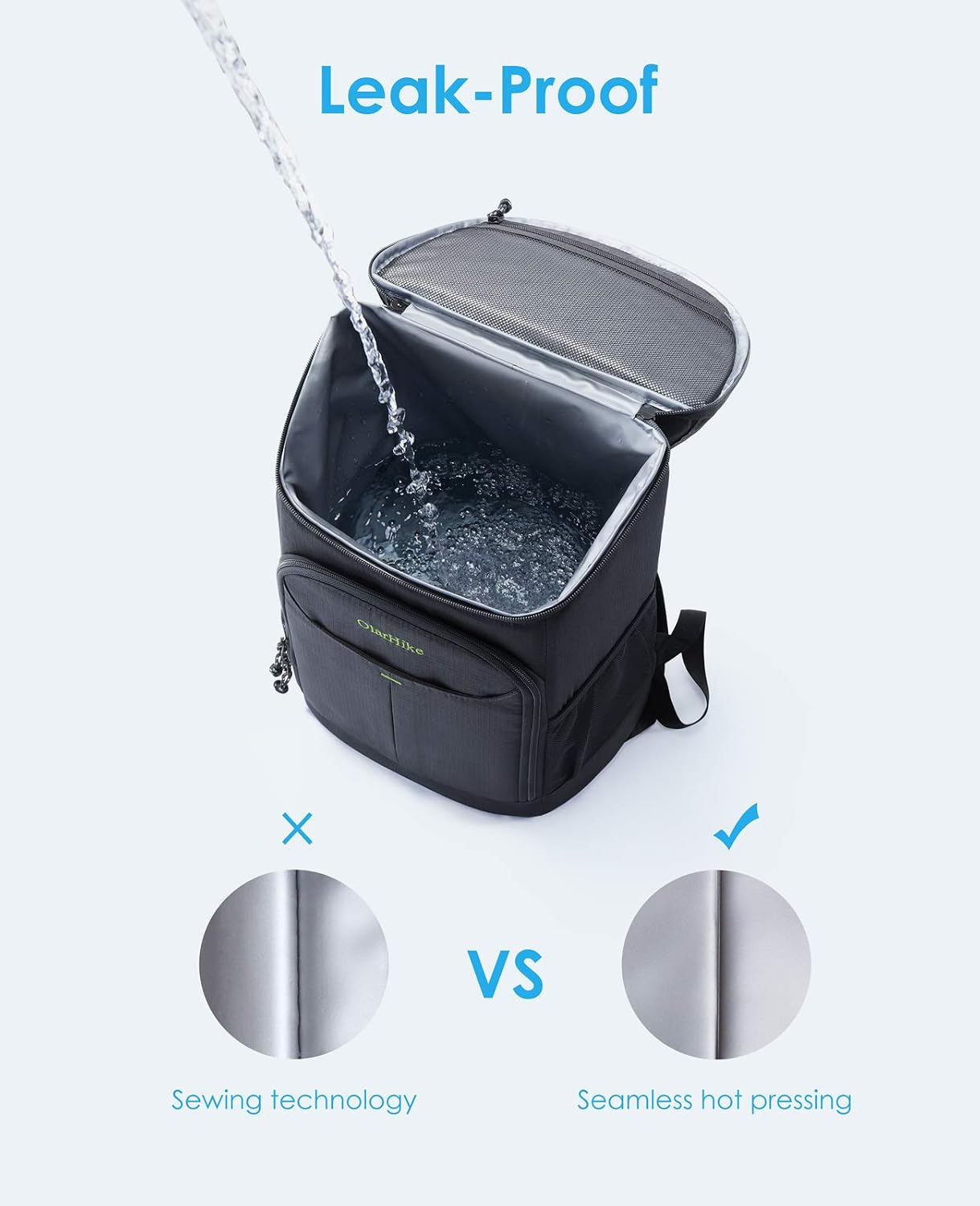 OlarHike Cooler Backpack 30 Cans Lightweight Insulated Soft Cooler Bag Leak-Proof for Lunch Picnic Fishing Hiking Camping Park Beach (Black)