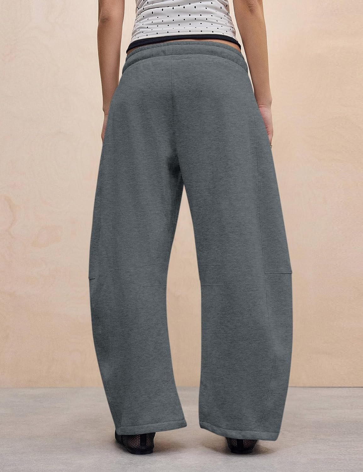 HeSaYep Women's Barrel Leg Ankle Sweatpants Drawstring Wide Leg Lounge Pants Baggy Casual Cotton Sweat Pants with Pockets - Image 3