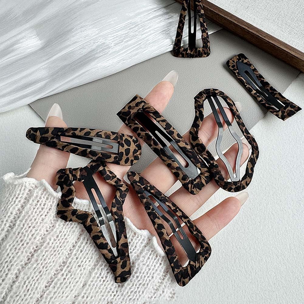 6Pcs Snap Hair Clips for Women – Leopard Print Hair Barrettes, Fashion Animal Print Hair Accessories for Thick and Thin Hair, Durable Non-Slip Hair Clips for Daily Styling and Special Occasions