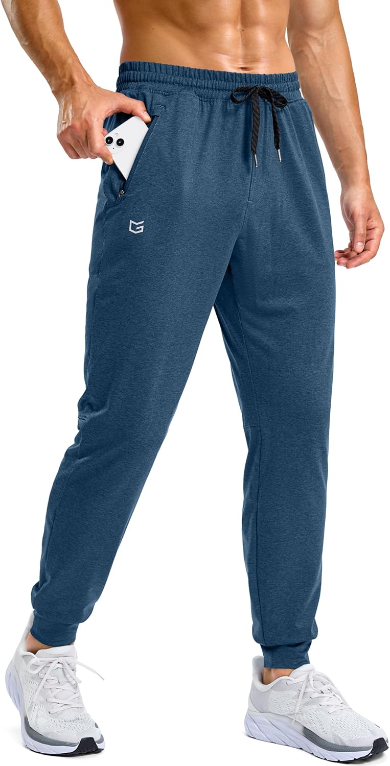 G Gradual Men's Sweatpants with Zipper Pockets Stretch Tapered Joggers Quick Dry Athletic Workout Gym Pants for Men