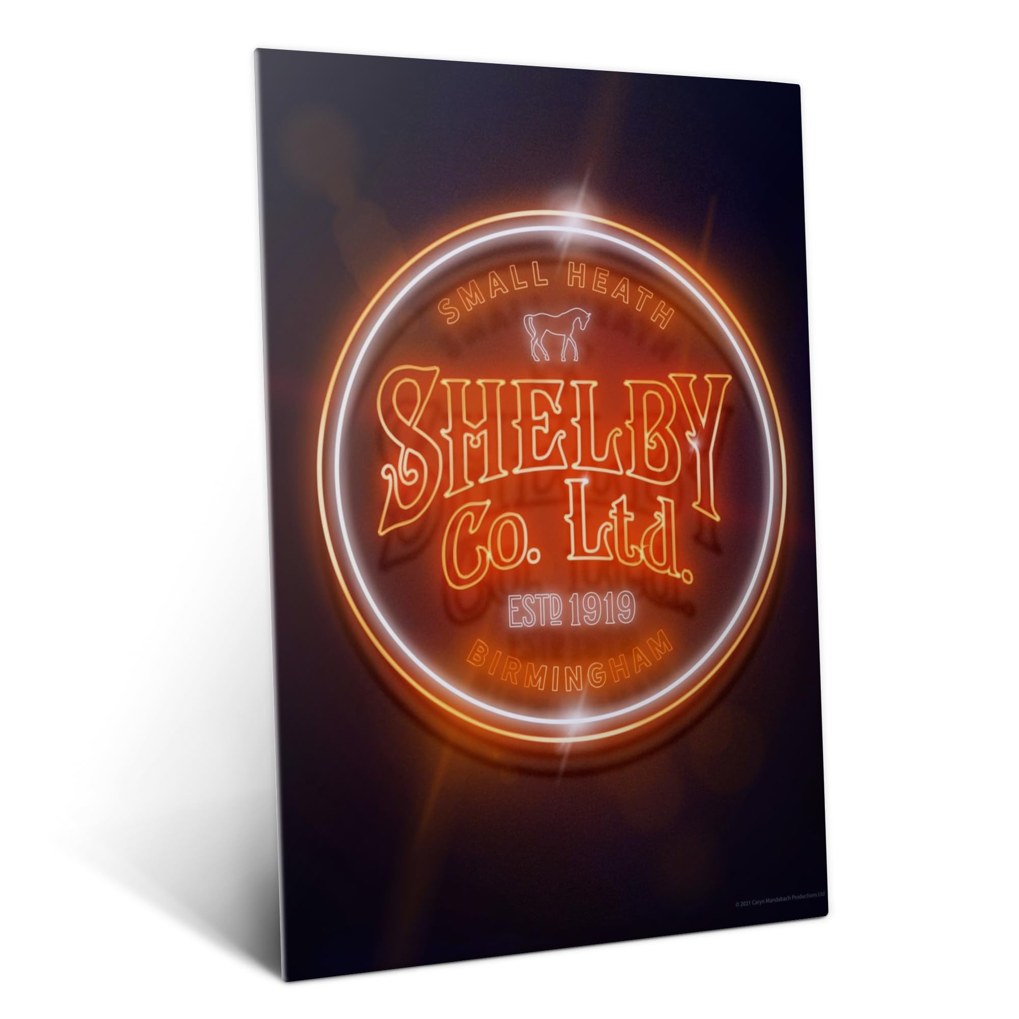 Displate Metall poster Peaky Blinders Shelby Co Ltd Neon Größe M | Moderne Bilder Wohnzimmer, Wandbilder für Schlafzimmer. Wanddeko & Geschenk. Wandkunst mit Magnet-Befestigung, ohne Bohren.