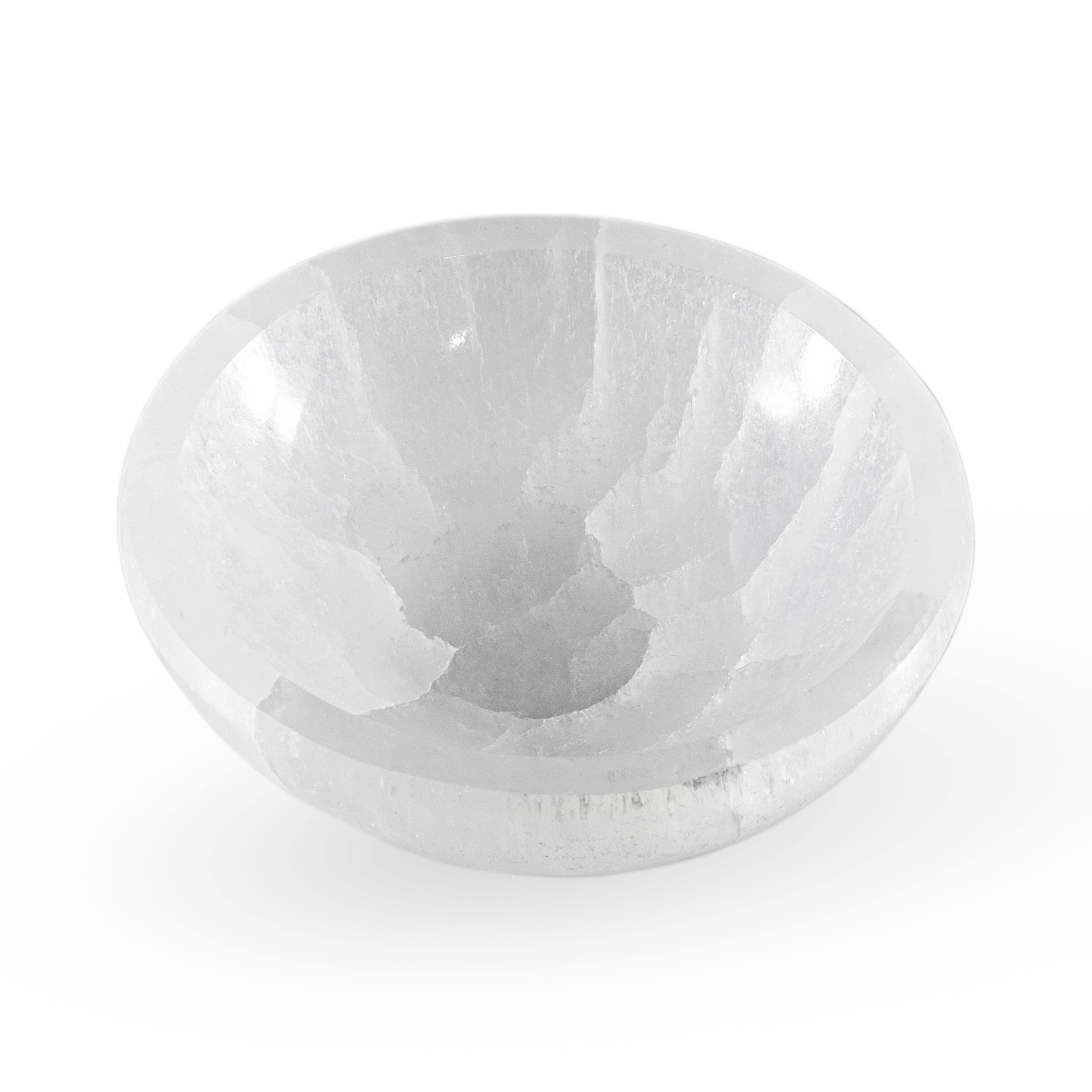 Cuenco de selenita blanca NKlaus de 9,5 cm para decorar tu mesa de centro con estilo zen