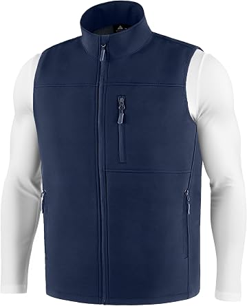 Mens Waterproof Golf Vest Fleece Lined Warm Outerwear Softshell Windproof Sleeveless Lightweight Winter Jacket