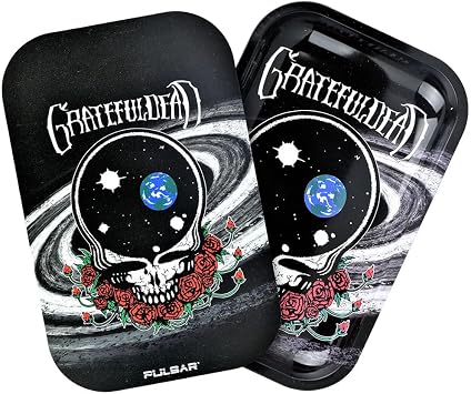 Pulsar x Grateful Dead - Officially Licensed Rolling Tray & Magnetic Lid Kit for Storage and Organization - 11"x7" - Space Your Face Galaxy