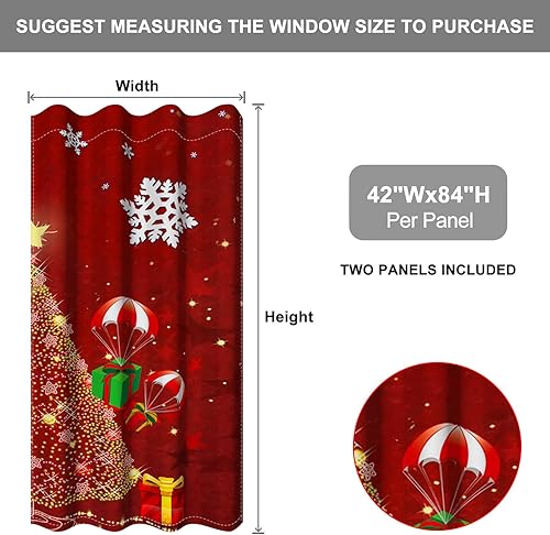 Miniatura 82 de Baocicco Cortinas opacas de Navidad para dormitorio, sala de estar, árbol de Navidad, chimenea, cortinas de ventana con ojales, cortinas familiares
