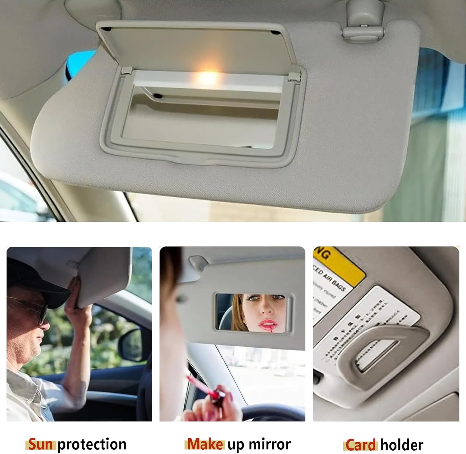 AUTOKAY Gray Left Driver Side Sun Visor Fits for Nissan Altima 2013 2014 2015 2016 2017 2018 with Light, Replace#96401-3TA2A 964013TA2A