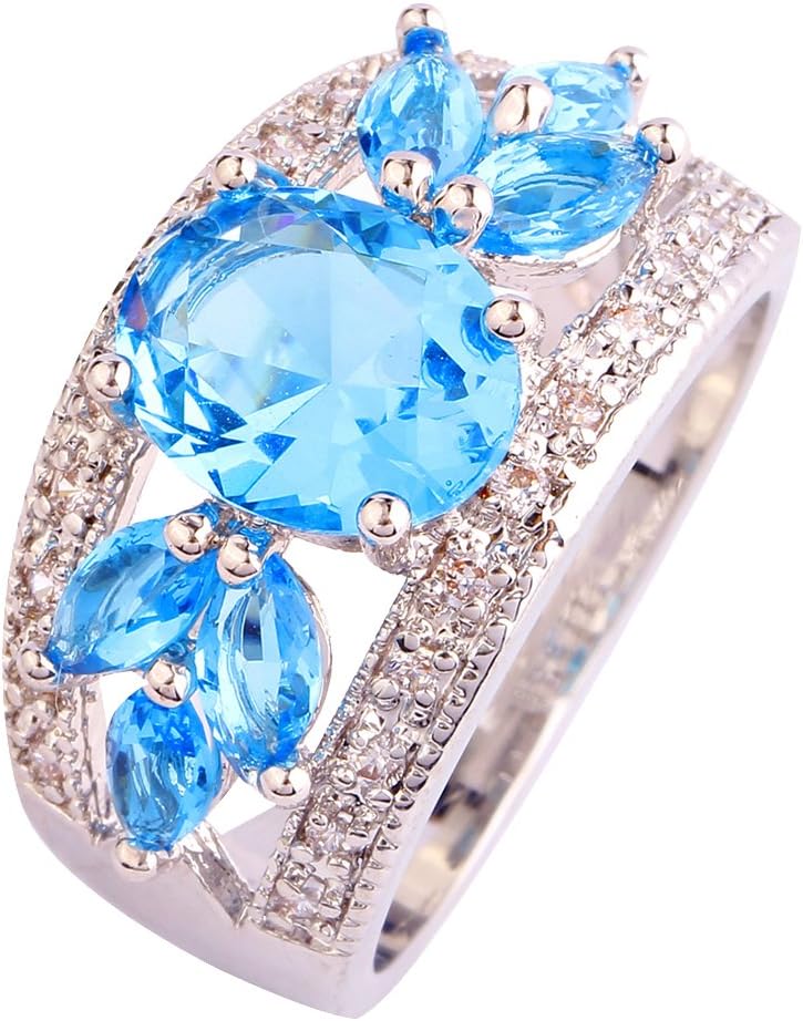 Psiroy 925 Sterling Silver Plated Simulated Amethyst Leaf Ring Band