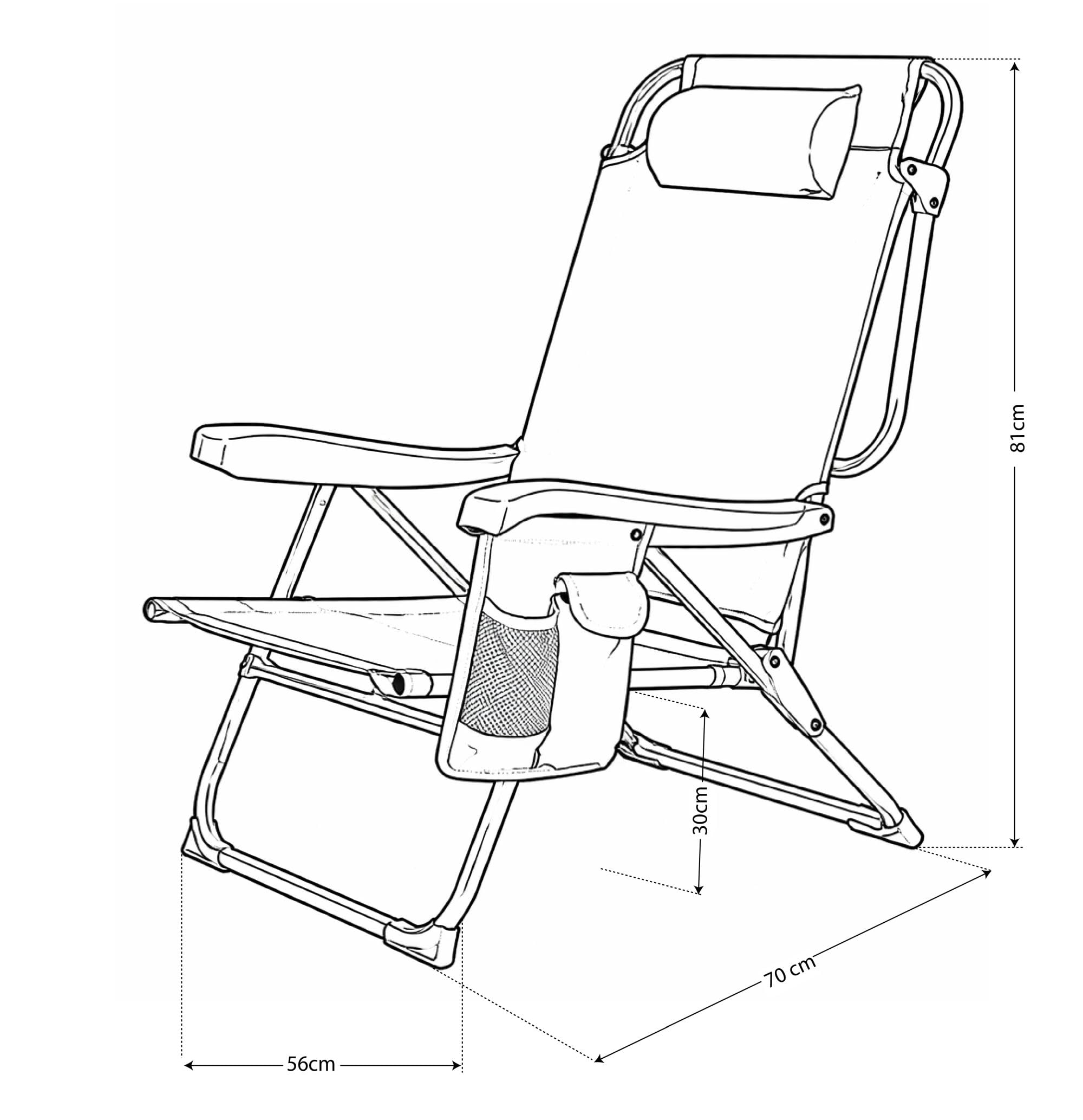 ARW - Silla de Playa Plegable con Bolsillo Lateral, 5 Posiciones Reclinables, Estructura de Aluminio Ligera, Cojín Reposacabezas, Asas Mochila y Cierre Clic, Soporta 110 kg (Rayas Azules PACK 2)