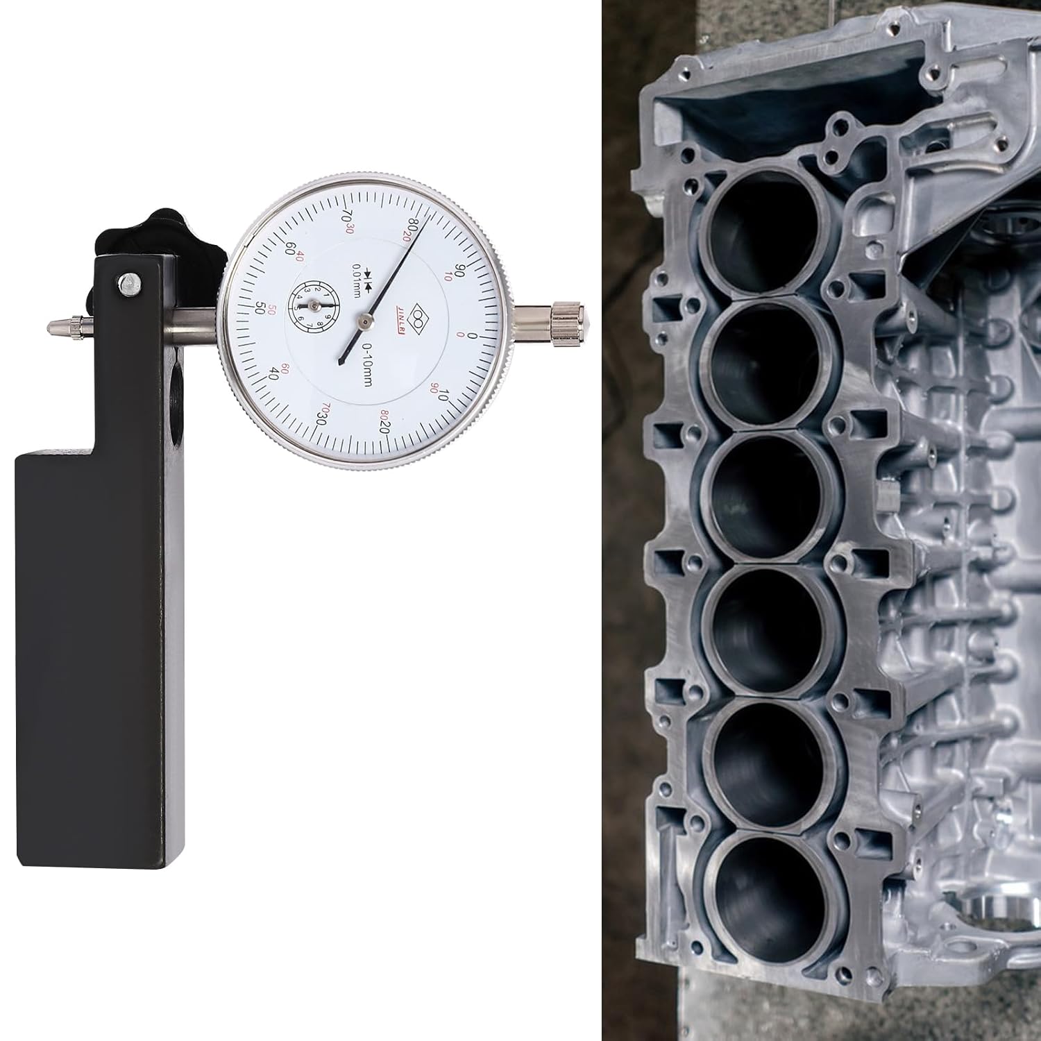 6434 Cylinder Liner Protrusion Measurement Tool, 0-0.39in Dial Indicator 0.00039in Resolution Steel Measuring Tool for Diesel Engines Mechanics Workshop