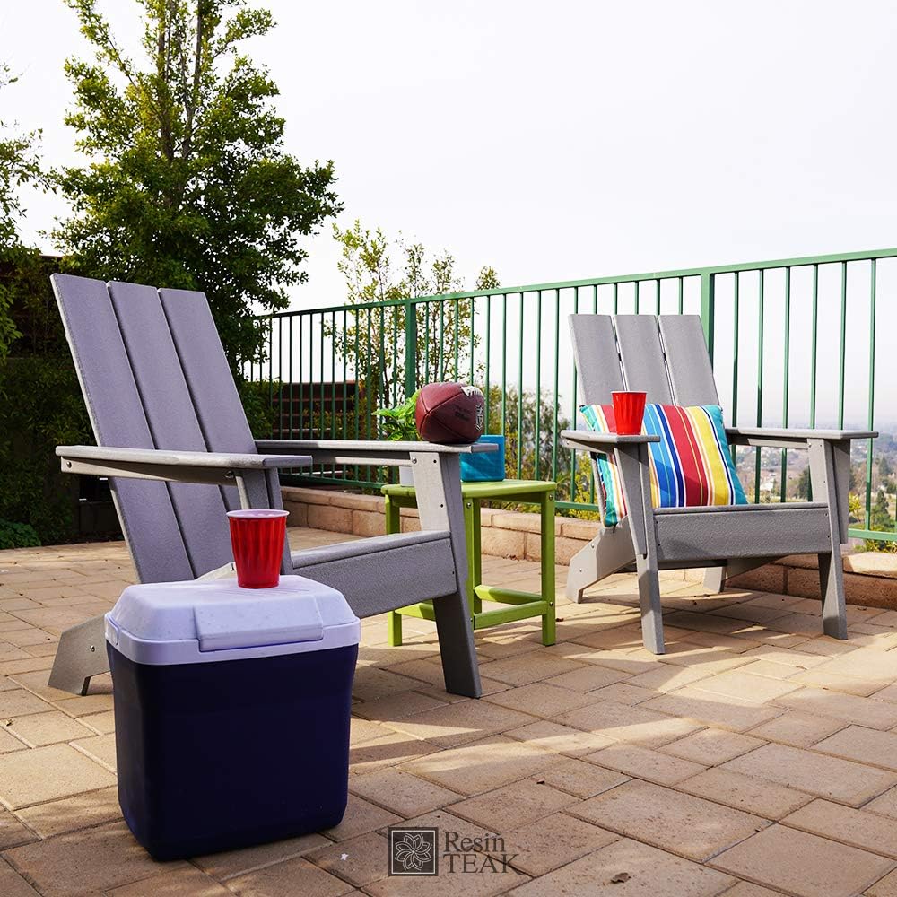 ResinTEAK HDPE Poly Lumber Modern Adirondack Chair | Adult-Size, Weather Resistant for Patio Deck Garden, Backyard & Lawn Furniture | Easy Maintenance | New 2021 (Grey) : Patio, Lawn & Garden