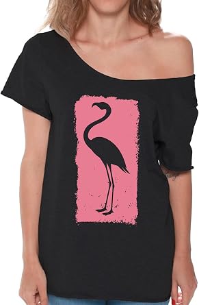 Amazon.com: Pekatees camisa flamenco rosa fuera del hombro para mujer  flamenco camiseta holgada : Ropa, Zapatos y Joyería