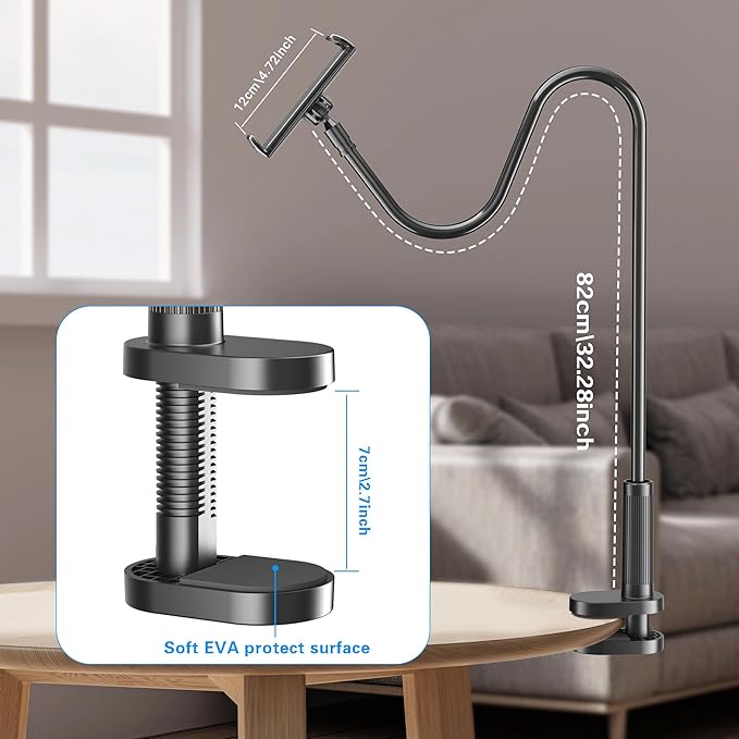 Soporte de mesa para tablet Kefotic, flexible, brazo articulado, negro miniatura 7