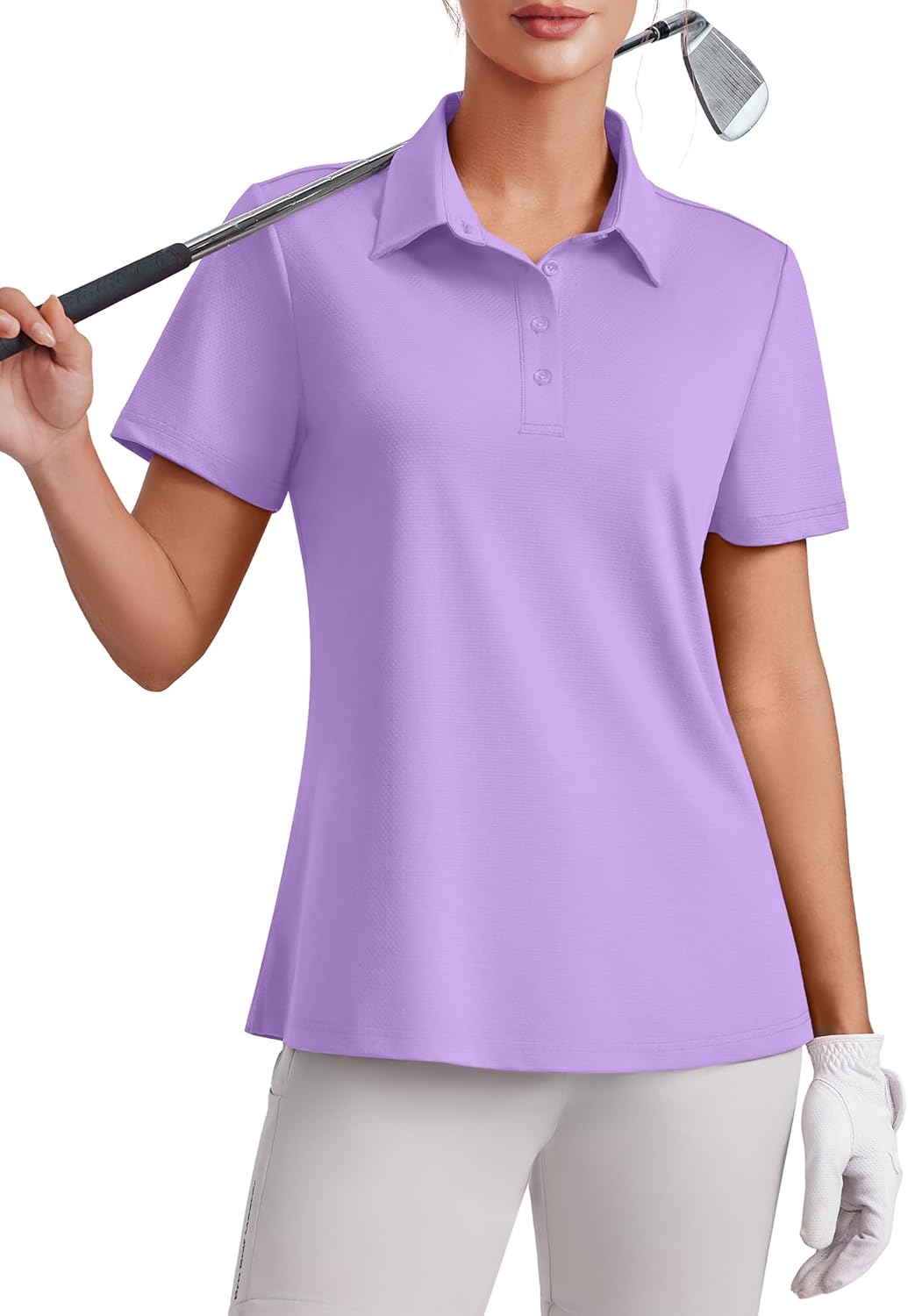 PINSPARK Womens 4 Buttons Golf Polo Shirts UPF 50+ Quick Dry Athletic Tennis Tops Collared Pickleball T Shirt