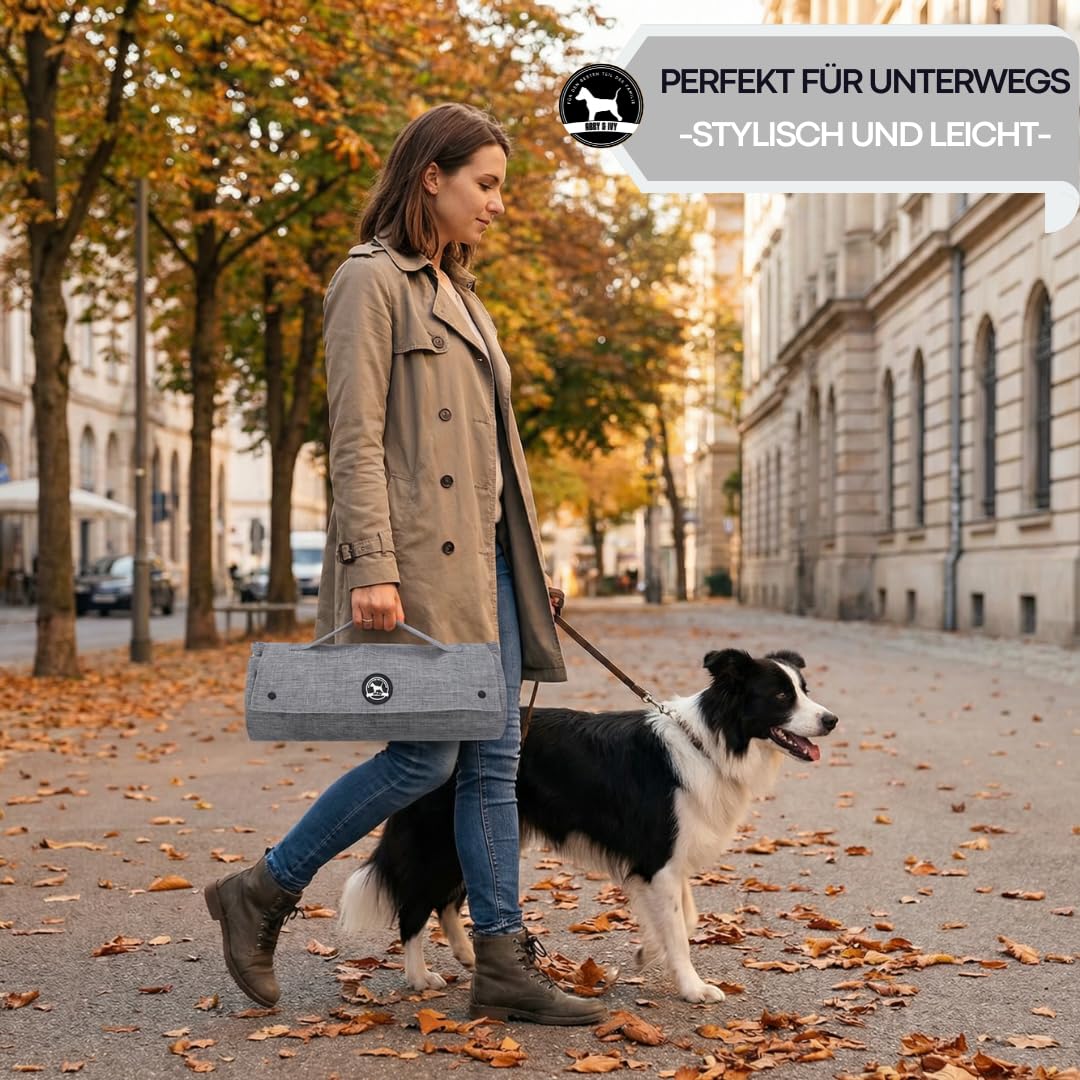 Abby&Ivy Hundedecke für Unterwegs 90x70cm- Faltbare Hundematte & Hundekissen, Waschbar, rutschfest, Outdoor Hundebett für Reisen, Camping, Auto & Büro, Decke für kleine und mittlere Hunde