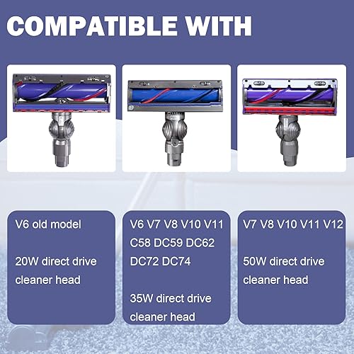 Miniatura 3 de Piezas de repuesto mejoradas de rueda V-Ball para Dyson V6 V7 V8 V10 V11 V12 V15 aspiradora 35W 50W cabezal limpiador de accionamiento directo,