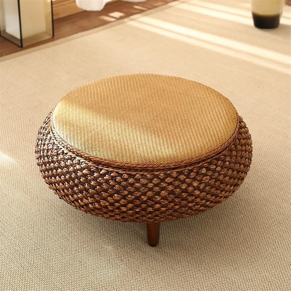 Pouf rotondo con coperchio e cuscini, versatile contenitore e seduta per soggiorno moderno