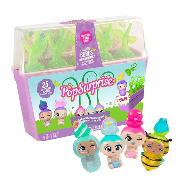 Bizak Pop Surprise Mega Set Bebés y Sorpresas, 5 cápsulas con bebés, Accesorios y Piscina, Gender Reveal