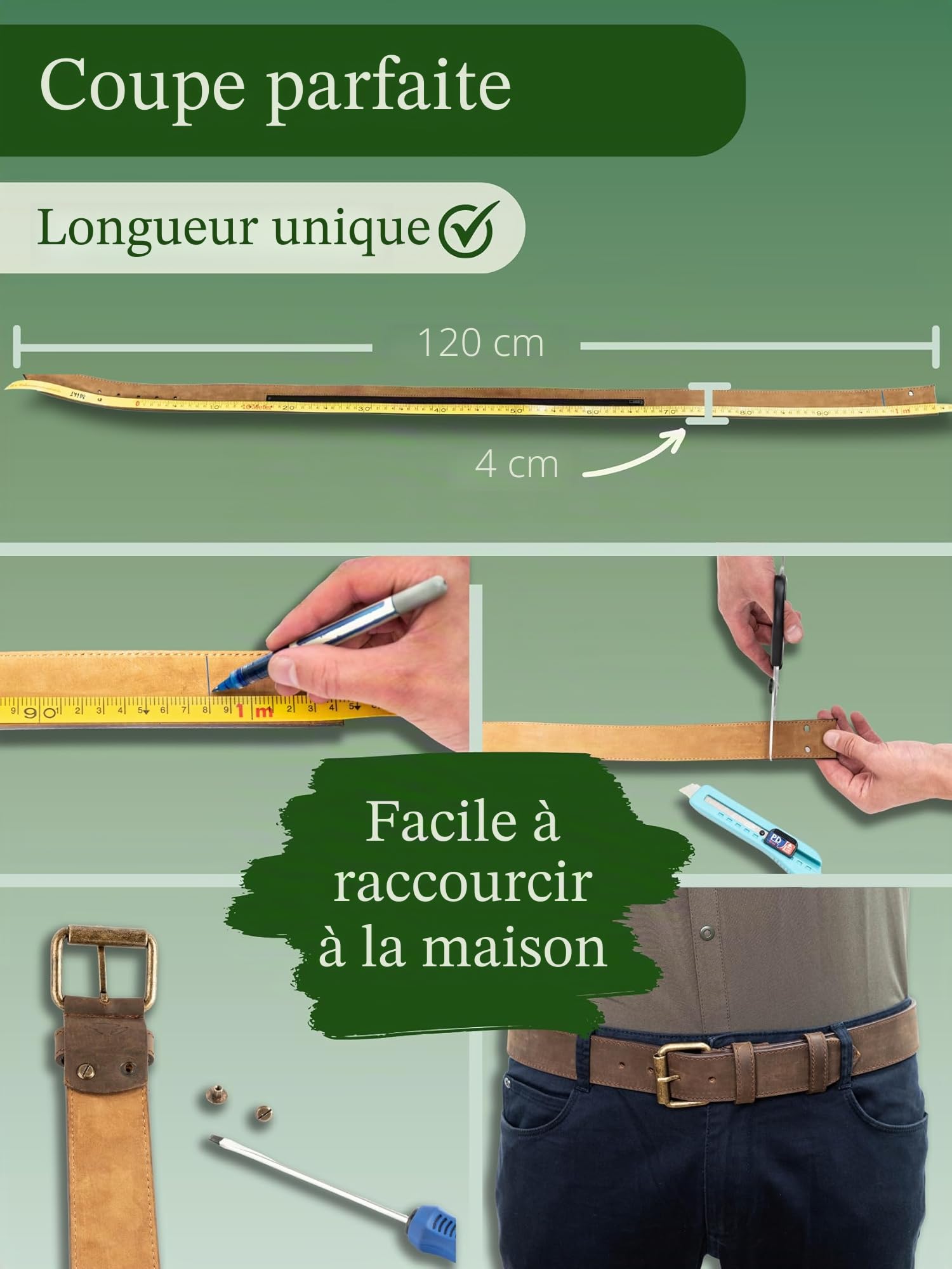 Ceinture de voyage en cuir de qualité supérieure pour homme avec compartiment secret