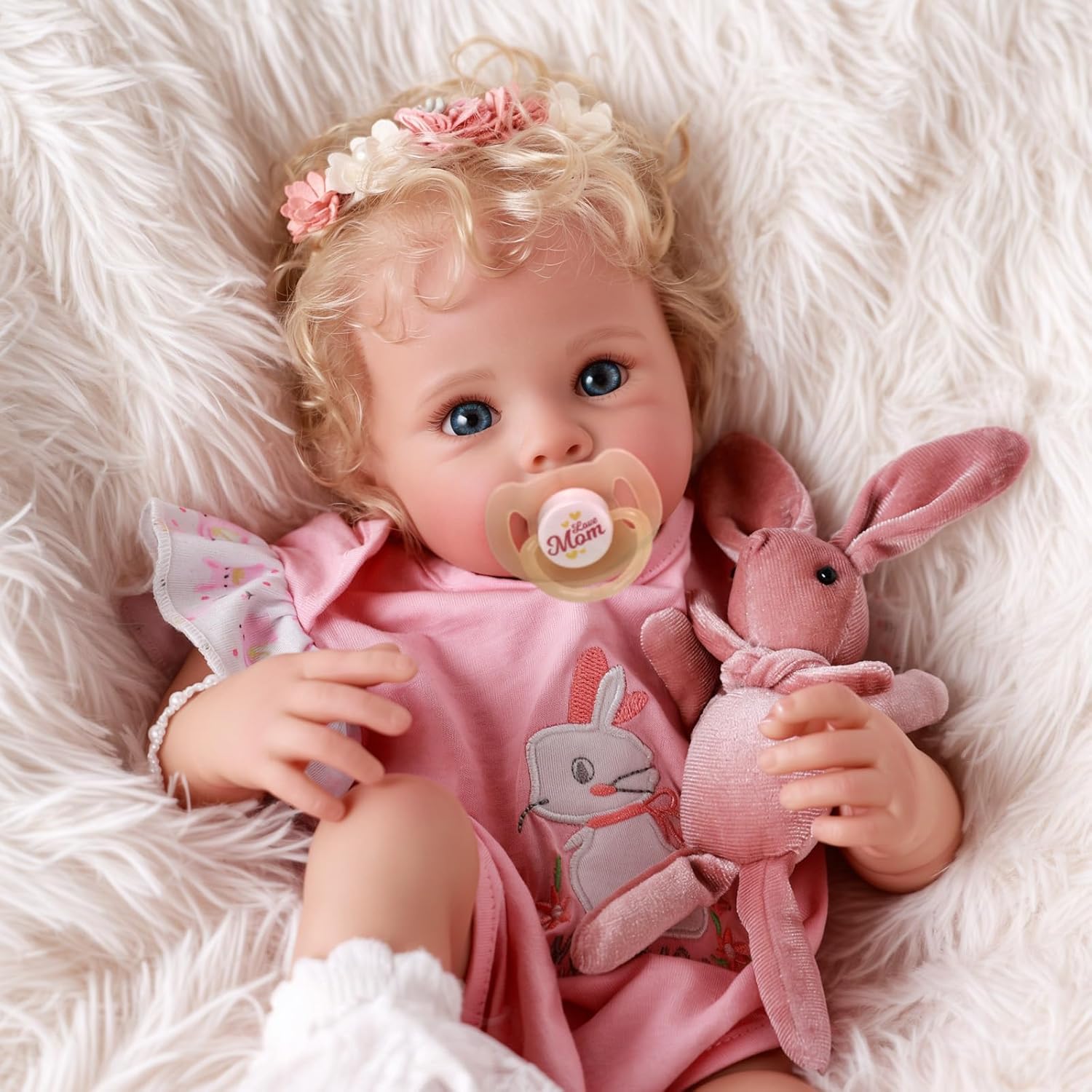 BABESIDE Reborn Baby Dolls Bettie - 17 Inch Soft Body Realistic Baby Doll Girl Lovely Awake Blond Curly Hair Girl Doll Handmade Real Life Baby Dolls with Gift Box for Kids Age 3+ Collectors