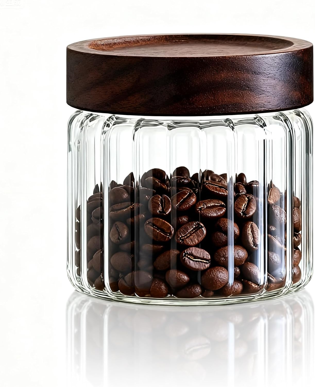 Airtight Borosilicate Glass Storage Jar with Wooden Screw Lid, 40 oz