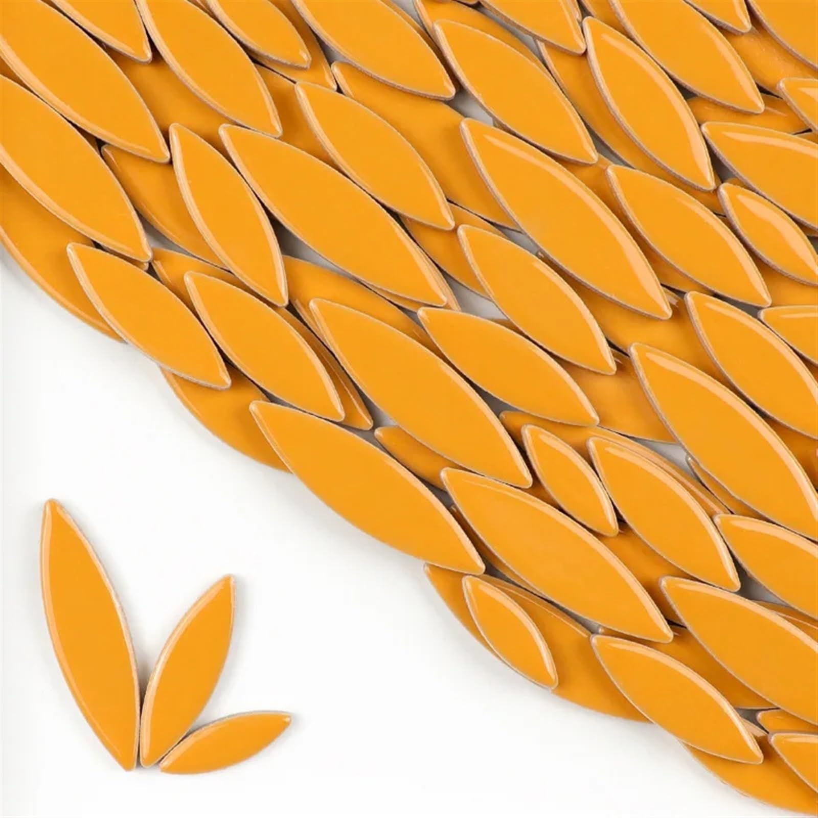 Xlyrriun Orange 85G Ceramic Petal Mosaic Tiles Diy Porcelain Leaf Tile Willow Leaves Making Stones For Walls, Crafts(Orange)