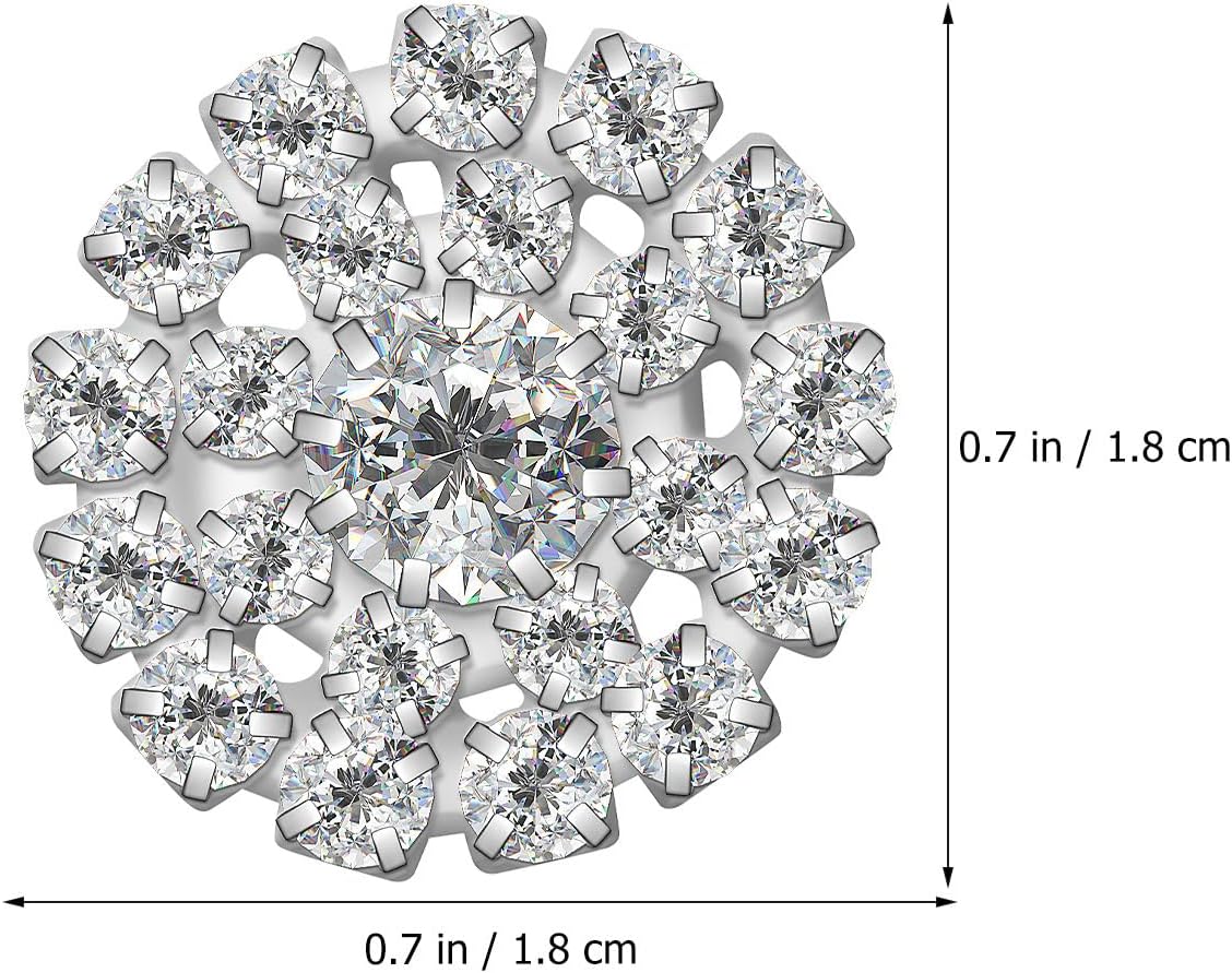 EXCEART Rhinestone Embellishments Round Buttons 0.71 Inch Sparkling Flatback Rhinestone Buttons for DIY Bridal Bouquets Invitations Hair Accessories Sewing Supplies - Image 6