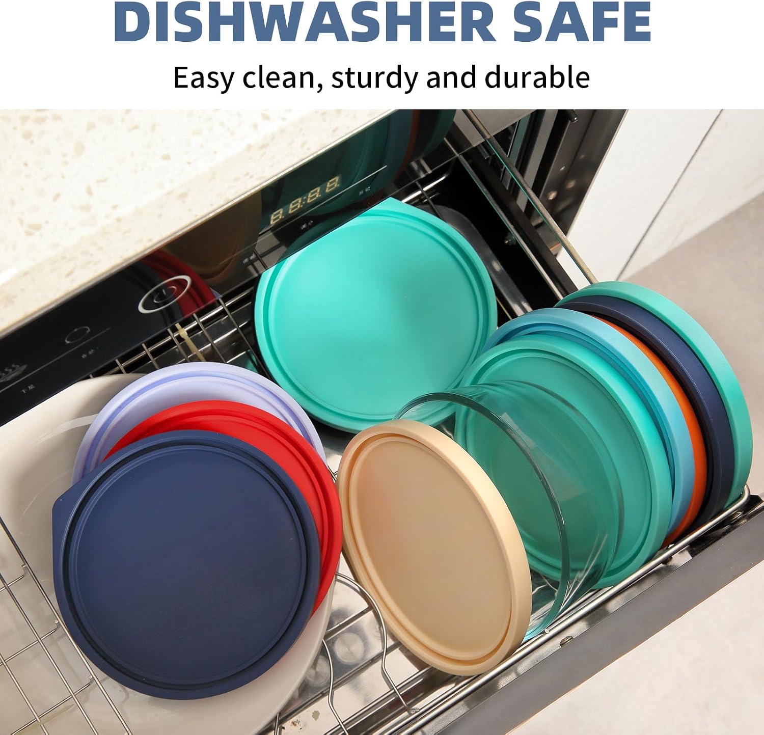 Replacement Lids for Pyrex 7200-PC 2 Cup and 7201-PC 4 Cup and 7402-PC 6/7 Cup, Silicone Round Storage Cover Lid for Anchor Hocking Glass Bowl 6 Pack Multiple Colors