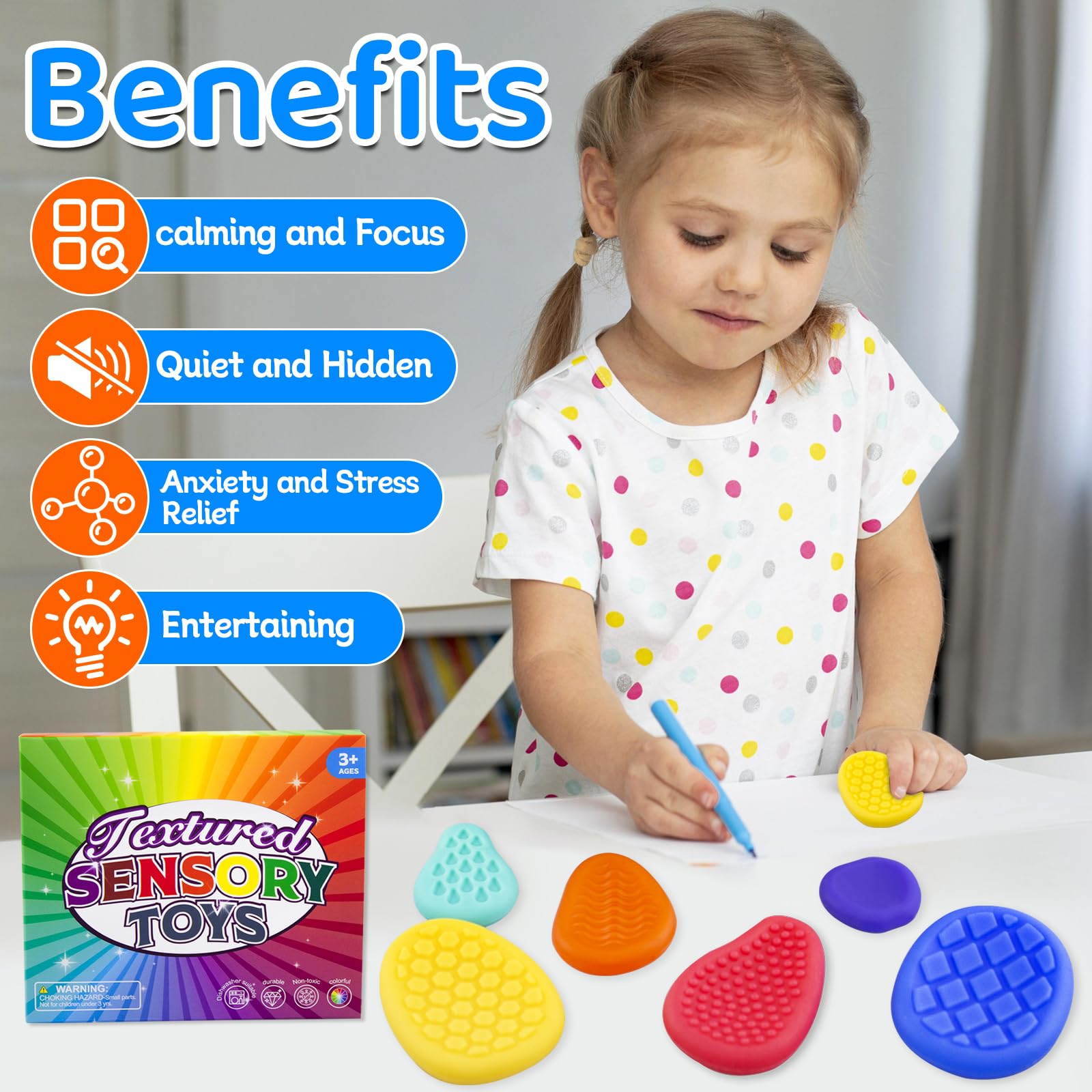 Melearch Fidget Toys 8 Stück - Sensorische Steine Gegen Stress & Für Konzentration