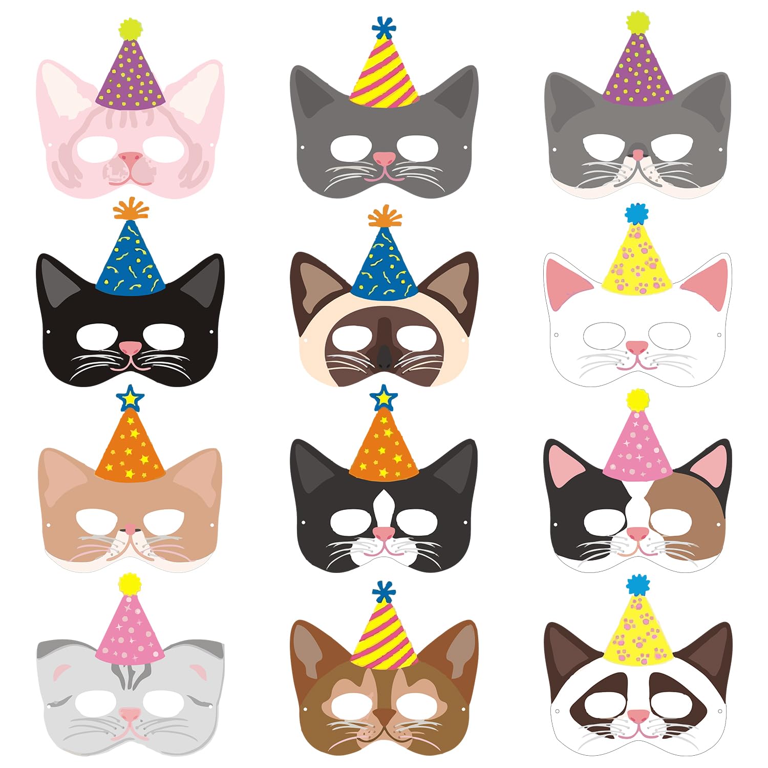 ZYOZIQUE Cat Theme Birthday Masks/Cat Masks for Kids/Cat Masks Props Cat Theme Birthday Party Decorations (Pack Of 12) (B0CHYLL2GP) Amazon Price History, Amazon Price Tracker