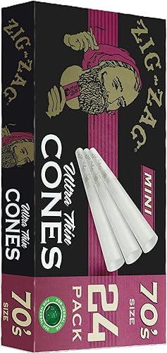Miniatura 2 de Zig-Zag Conos preenrollados ultrafinos de 2.756 in, caja de 24 unidades, calidad premium, combustión lenta, fácil de llenar, papeles de liar