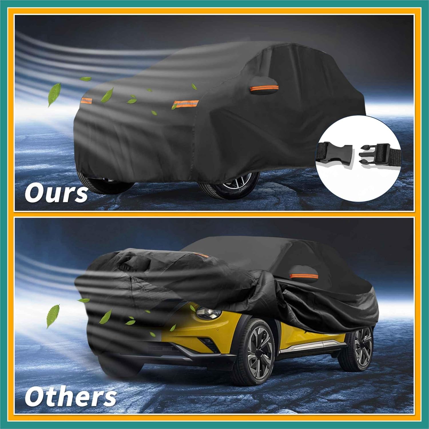 All-Weather Waterproof Car Cover - UV-Resistant Outdoor Full Exterior Protection for Nissan Juke 190T-PU Black with Right Side Zipper Vehicle Supplies