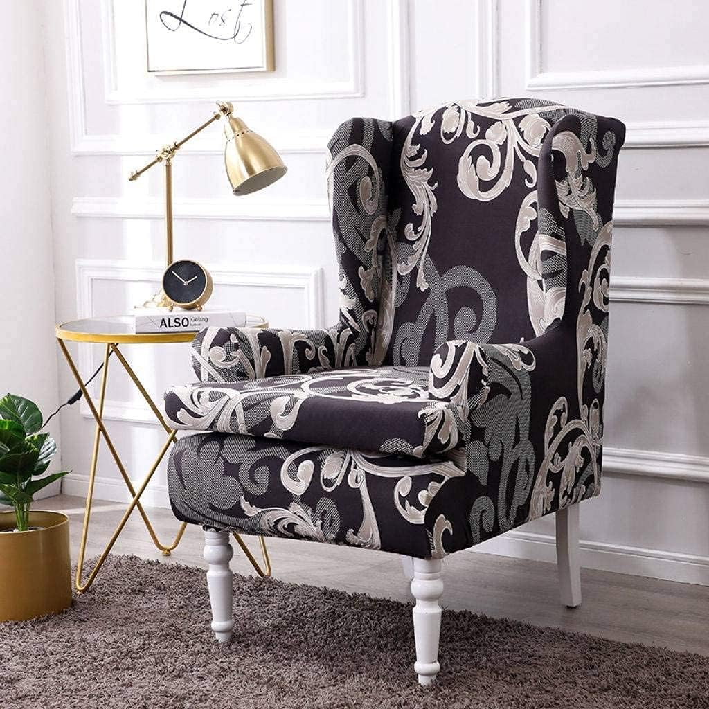 Konsilsa Wingback Chair Slipcover, 2 Pieces Stretch Spandex Wingback Chair Covers Sofa Protector Wingback Armchair Slipcovers Furniture Protector Wing Chair Covers (Color : G, Size : 2Piece)