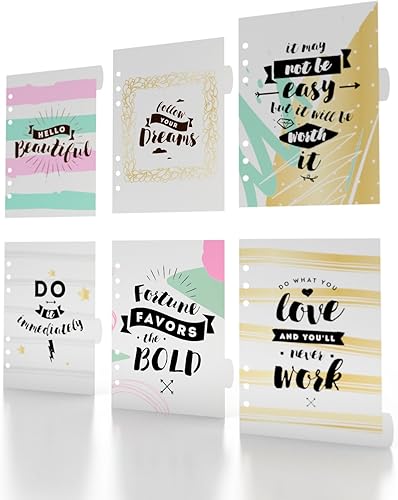 Discagenda Hello Beautiful - Organizador personal de polipropileno para planificar divisores (encuadernación de anillo, A5)