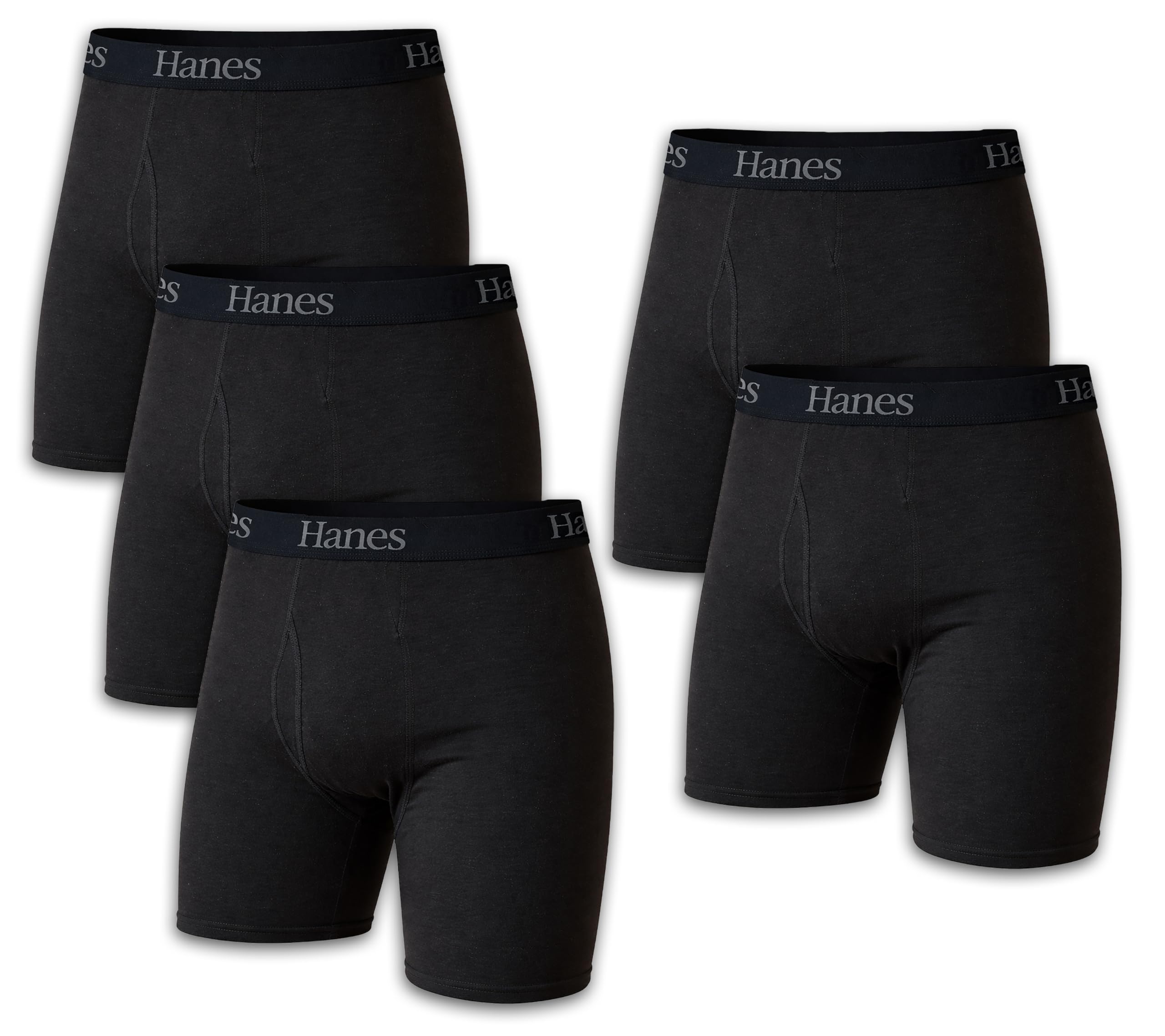 Hanes Men's Underwear Boxer Briefs Pack, Moisture-wicking Underwear for Men, Breathable, Cool &amp; Breathable Cotton - Black Medium