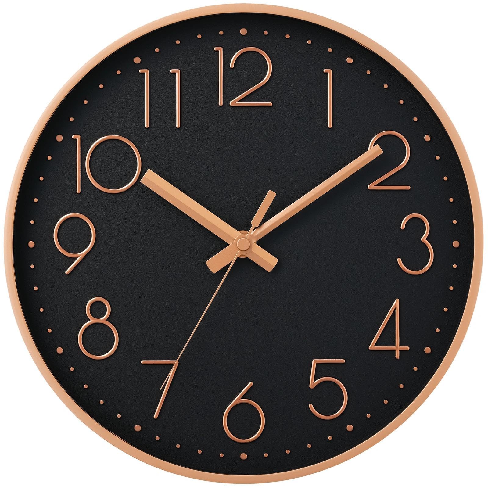 DAXSMY Wall Clock 8 Inch Black Decorative, Battery Operated Silent
