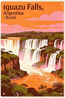 Vintage Metal Tin Sign Iguazu Falls, Argentina/Brazil Aluminum Sign For Cafe Bar Garden Home Bathroom Art Decoration 8x12 inch