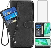 Vista 1 de Asuwish Funda compatible con OnePlus 9 Pro One Plus 9Pro 5G y protector de pantalla de vidrio templado, funda con tapa para tarjetero, soporte