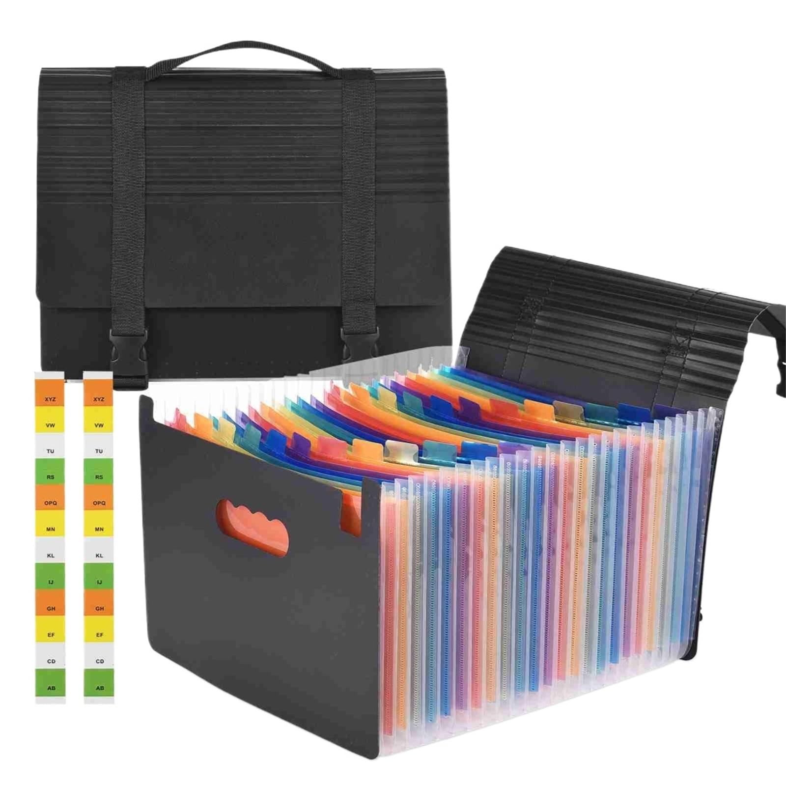 Fächermappe Accordion File Folder with Handle | 24-Pocket Expanding File Case, A4/Letter Size Rainbow Document Organizer
