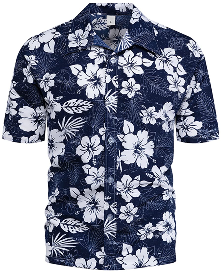 PADOLA Camisa Hawaiana Hombre Manga Corta con Botones Camisas Tropicales Vacaciones Casual Top