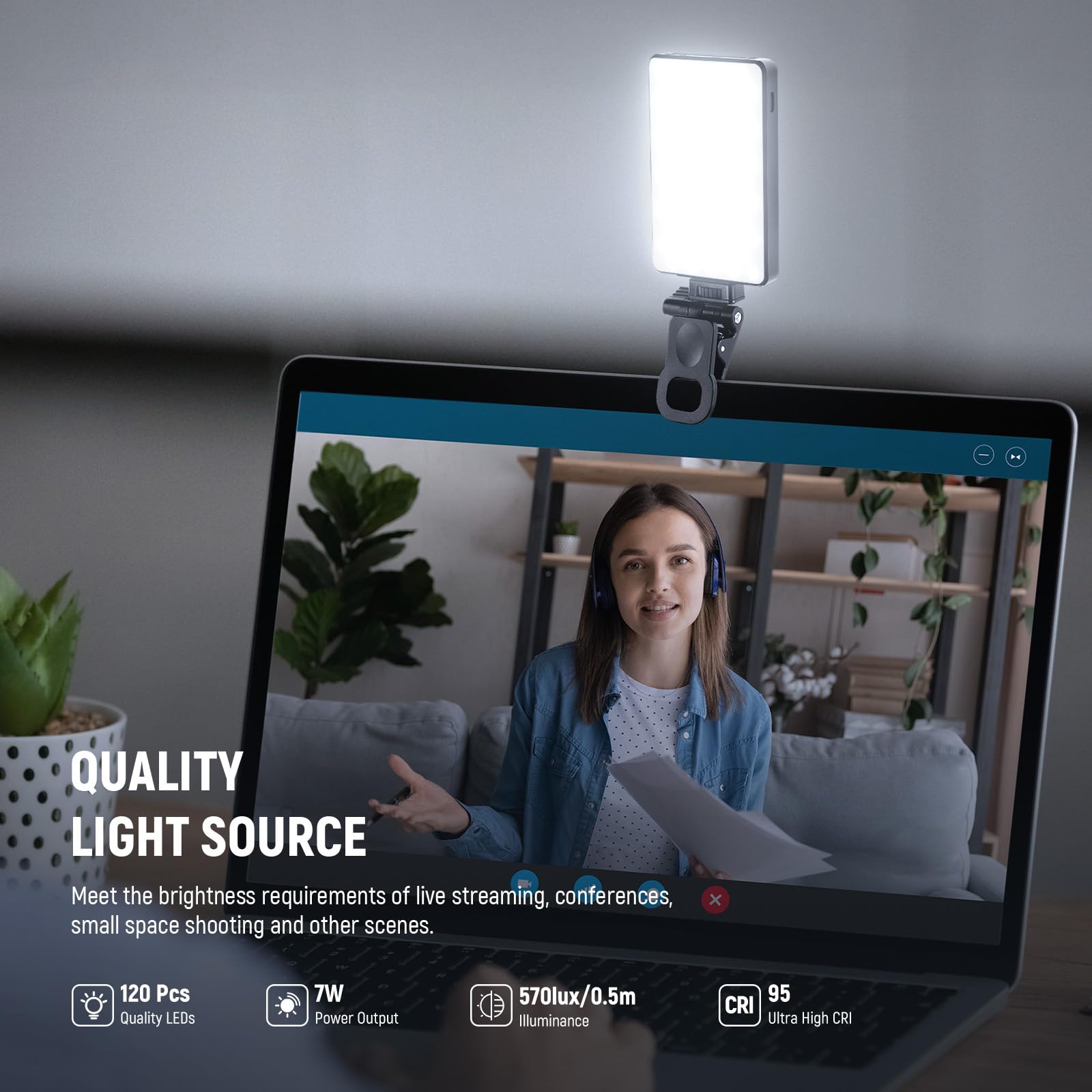 NEEWER BASICS Lampa do selfie LED do telefonu, ładowalna lampa fotograficzna 2500-9000K, kolorowe filmy, dyfuzor/3000mAh, CRI95+ regulowane oświetlenie wideo Visio do aparatu iPhone Zoom połączenia