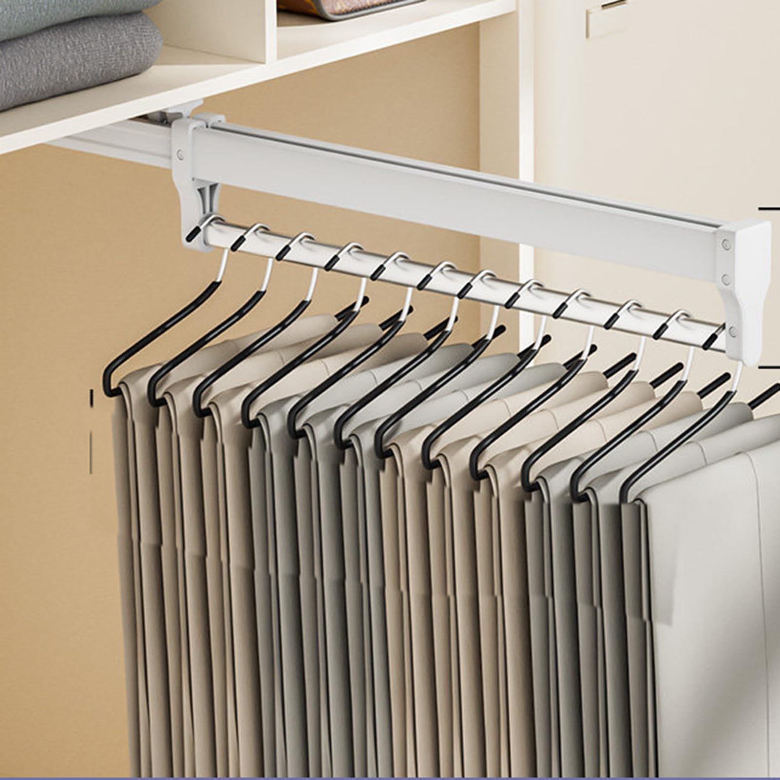 Soporte Organizador De Ropa Ajustable: Riel Organizador De Armario For Pantalones Y Abrigos, Barra Extraíble De 40-60 Cm, Colgador De Armario(White,500MM/19.7INCH)