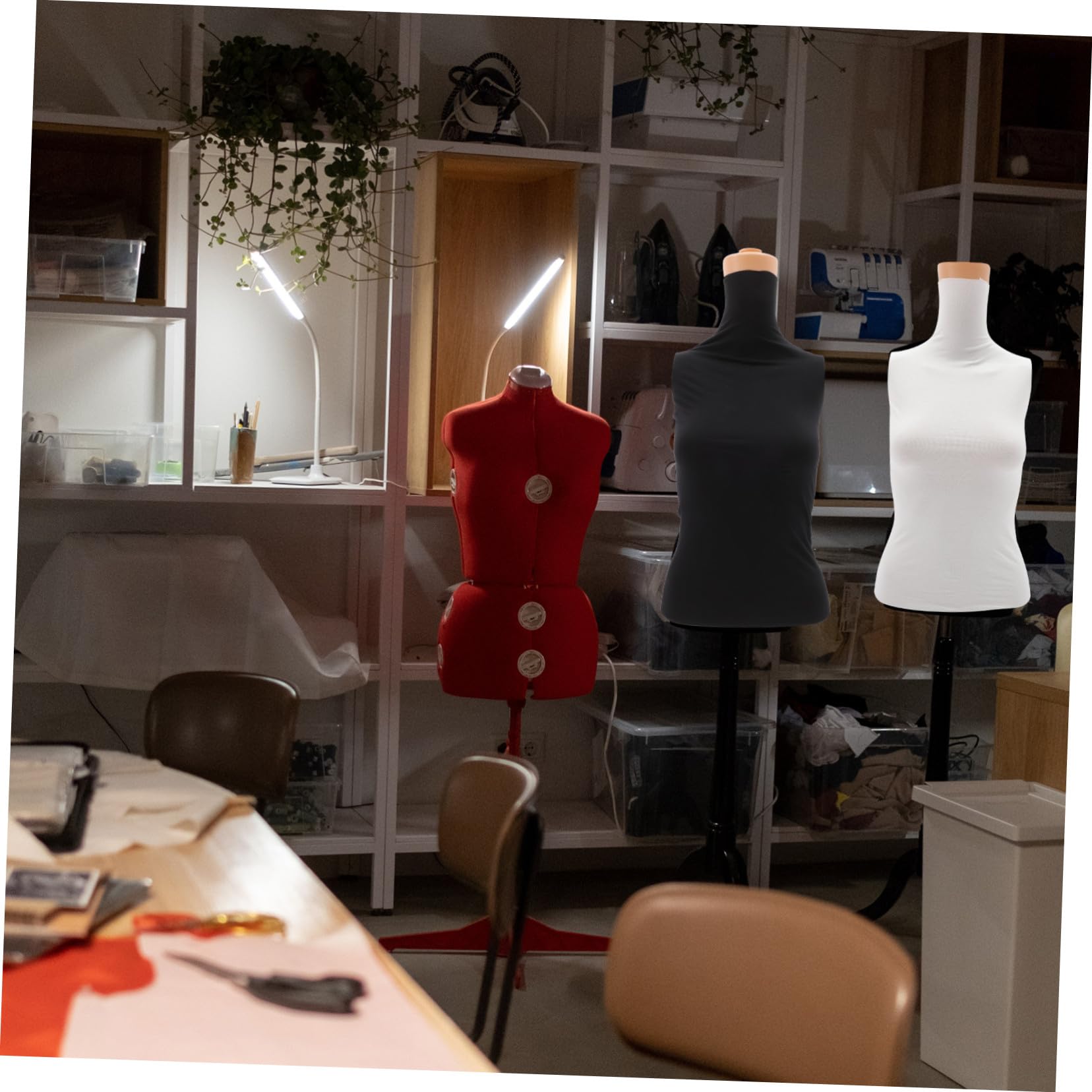 Schneiderbüste Overlay aus Strapazierfähigem Baumwoll Stoffbezug für Weibliche Schaufensterpuppe Oberkörper 2 Stück Passend für Mannequins Schwarz und Weiß