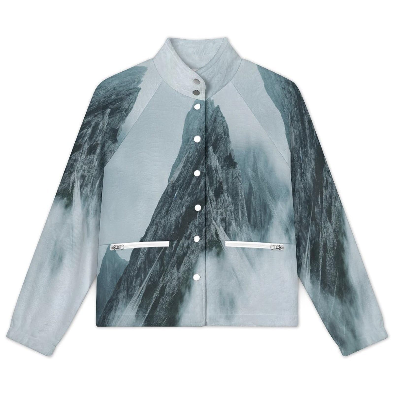 OFFSUM Veste Polaire Pour Femme - Paysage De Montagne Veste Décontractée À Poches, Cardigan Chaud D'Automne Et D'Hiver Pour Les Activités De Plein Air, Haut Doux Et Confortable