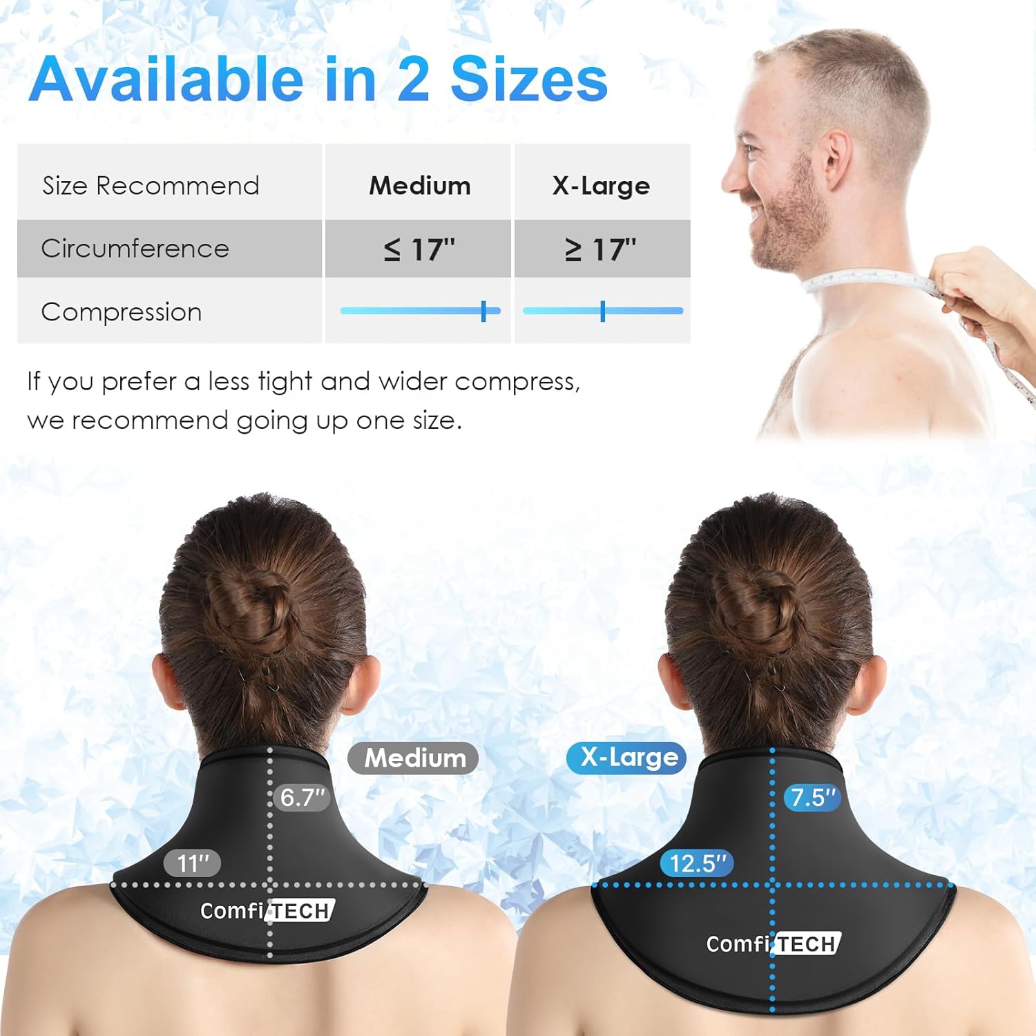 ComfiTECH XL Neck Ice Pack Wrap Gel, Ice Pack for Neck for Cervical Pain Relief, Reusable Cold Compress & Shoulder Ice Pack Wrap Rotator Cuff Cold Therapy Compression Sleeve Better Putting On & Off